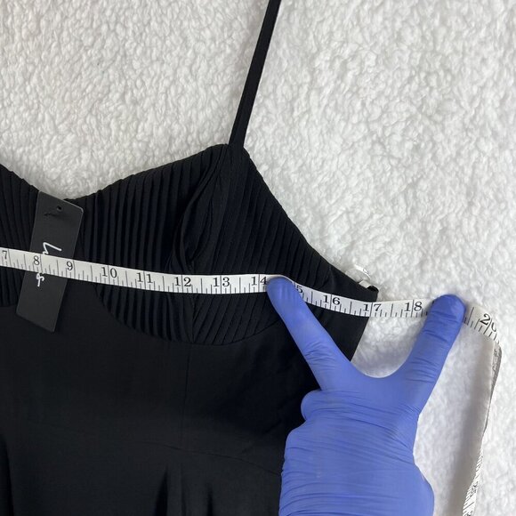 Lulus Cause for Commotion Black Pleated Bustier Maxi Dress M Fairy Goth Witchy - Picture 11 of 16